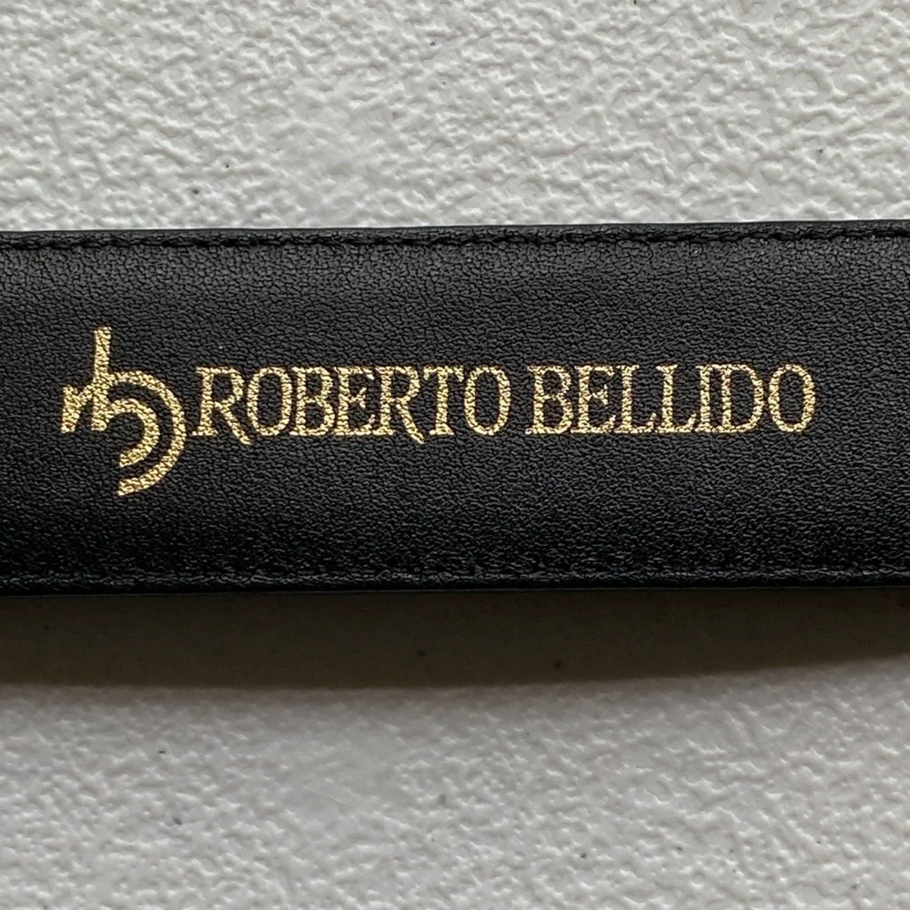 Roberto Bellido Black and Gold Leather Belt Size 36